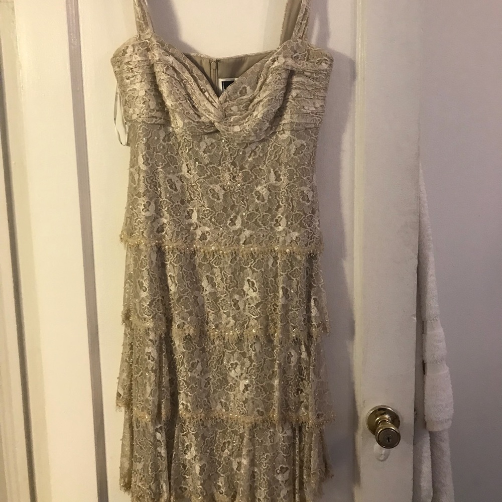 Tadashi Sequined Tiered Evening Dress